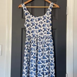 -Italian floral white and blue dress